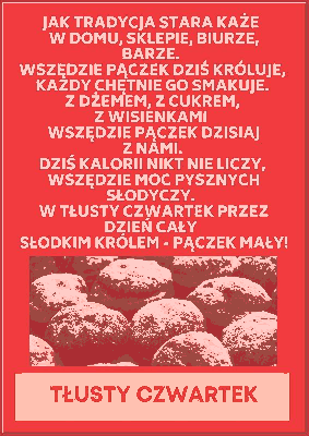Czerwona kartka z życzeniami na tłusty czwartek